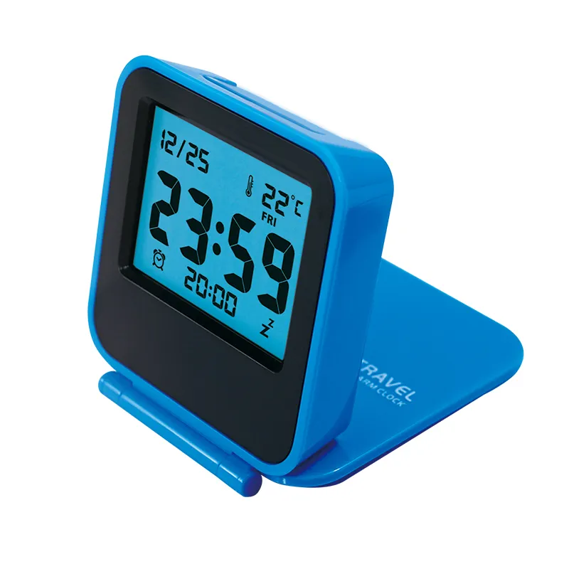 Digital Travel Alarm Clock High Quality Portable Travel Clock Temperature Display Snooze Function Mini Fold Travel Clock