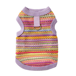 Gilet tricoté ajouré rayé printemps-été pour chiens, Teddy, Bichon Frisé, vêtements pour animaux à deux pattes - Product Image 5