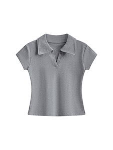 Camiseta de Verano Nueva, Lisa, de Manga Corta, para <span class=keywords><strong>Mujer</strong></span>, Cuello Redondo, Elástica, Transpirable, Antiarrugas, Cuello en V, Informal, Deportiva - Product Image 2