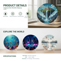 Assiette Souvenir 3D Personnalisée en Résine – Paysages Mondiaux (Paris, Londres, Rome, New York) – Plat Décoratif avec Support pour Maison, Bureau, Cadeau