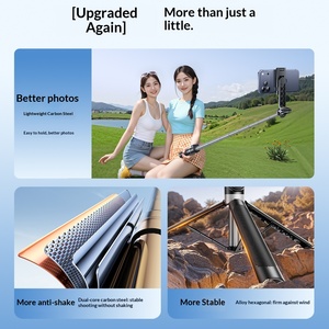 Mini <span class=keywords><strong>trépied</strong></span> sans fil en acier inoxydable pour selfie, support de téléphone portable télescopique intégré pour diffusion en direct et photographie - Product Image 3