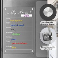 Planificateur de Repas Hebdomadaire en Acrylique Transparent Magnétique, Outil d'Écriture de Calendrier pour Bureau à Domicile, Tableau Blanc Effaçable à Sec, 2 Pièces, 11.7x8.3