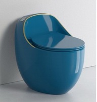 Cuvette de toilette ronde monobloc en forme d'oeuf pour hôtel de luxe, toilette en céramique montée au sol pour salle de bain