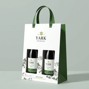 Custom Luxury Twisted Handle Kraft Cardboard Recyclable Wine Paper <b>Bag</b> for Single Wine Bottle - Product Image 5