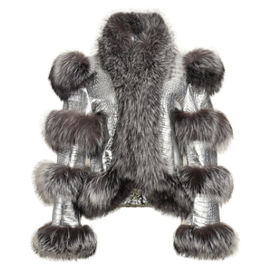 2023 חורף עור סתיו יוקרה דביבון שועל שרוולים פרווה צווארון נשים - Product Image 1