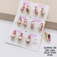 Joyería XUPING al por Mayor, Aros Pequeños de Moda con Circonita Cúbica Sintética Chapada en Oro de 14K y Piedras de Colores para Mujer
