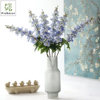 Fleur de Delphinium en latex blanche de haute qualité, 80 cm, impression 3D, toucher réel, pour la décoration de table de mariage, de la maison, de la Saint-Valentin