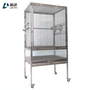 Heavy-duty Stainless Steel 304 Single-layer <strong>Parrot</strong> <strong>Cages</strong> Tempered Glass Bird <strong>Cage</strong> Custom Breathable <strong>Silver</strong> 1pcs - Product Image 1