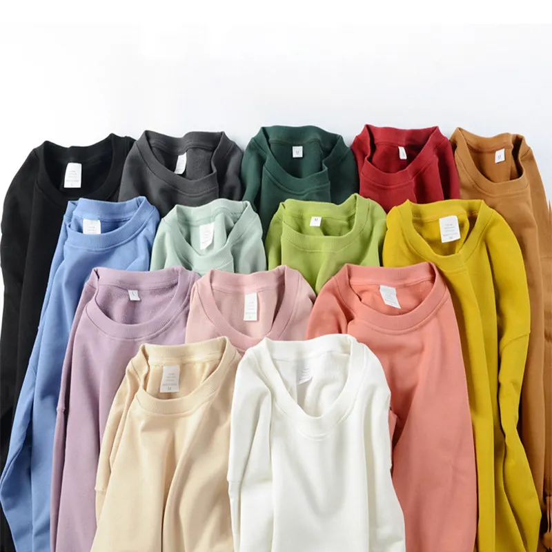 H5017 High Quality Low OEM MOQ Custom 350g 100% Cotton Unisex Oversized Crewneck Sweatshirts Plus Size Sweatshirts
