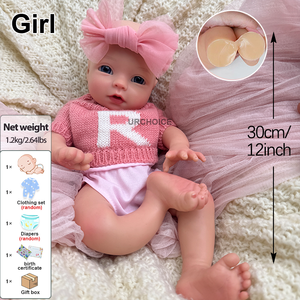 Muñecas <span class=keywords><strong>de</strong></span> Silicona <span class=keywords><strong>Reborn</strong></span> <span class=keywords><strong>de</strong></span> 12 Pulgadas para Niñas, Muñeca Realista Hecha a Mano para Accesorios <span class=keywords><strong>de</strong></span> Fotografía, Regalos Coleccionables para Recién Nacidos - Product Image 2