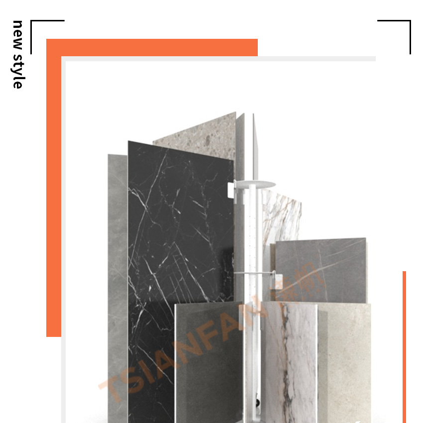 Tsianfan Circular Panel Floor Of Rail Stone Display Format Granite Marble Slab Frame Rotating Round Porcelain Tile Display Stand