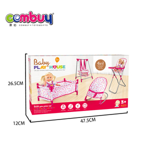 Ensemble de 4 pièces pour poupée bébé, lit balançoire et <span class=keywords><strong>chaise</strong></span> haute, accessoires - Product Image 5