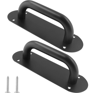 Poignée de porte coulissante robuste noir mat, plaque de tirage pour porte de grange 7,8" x 2,5" en acier inoxydable - Product Image 1