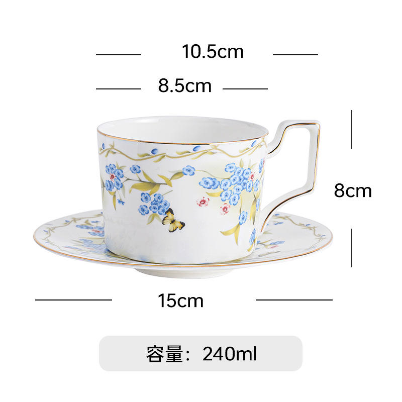 Garden Cup and Saucer Blue Flower