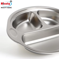 Plateau de cantine scolaire en acier inoxydable/titane durable, compartiments pour aliments, vaisselle, hôtels, assiettes à dîner polies