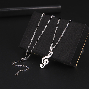 Collier vintage en acier inoxydable pour femmes et filles, pendentif avec symbole musicale, en or véritable, symbole musical, 1 pièce - Product Image 2