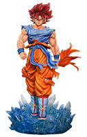 Figurine d'action lumineuse en PVC JT Super Blue Goku avec décoration sculptée à double tête
