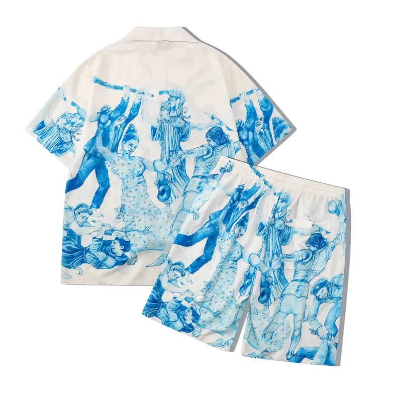 Custom Summer Casual Print Shirt   Shorts Set Men 2022 Beach Tracksuit Male High Quality Two-Piece Sets Mens