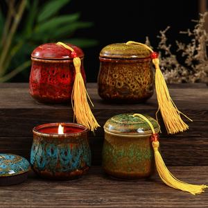 <span class=keywords><strong>Bougie</strong></span> parfumée d'aromathérapie en céramique avec couvercle, cire de soja haut de gamme, sans fumée, pour la maison, artisanale, souvenir, cadeau - Product Image 3