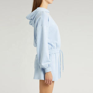 Sudadera con capucha de gran tamaño con cordón de algodón de invierno de talla grande, sudadera deportiva recortada con logotipo personalizado para mujer activa - Product Image 2