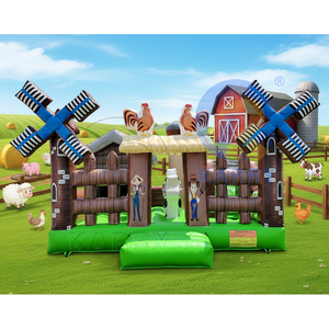 Château gonflable sur le thème de la ferme avec moulin à vent et animaux pour les fêtes d'<span class=keywords><strong>anniversaire</strong></span> sur le thème de la ferme et les événements de maternelle - Product Image 1