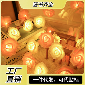 LED Simulated Rose String Lights <b>Battery</b> <b>Operated</b> Decorative Lights For Valentine's Day Wedding Romantic Proposal Interior - Product Image 4
