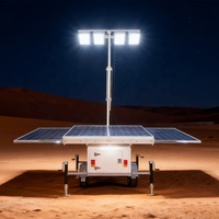Remolque de Iluminación Móvil con 4 Paneles Solares, Remolque de CCTV Solar con Cámara PTZ para Iluminación y Monitoreo