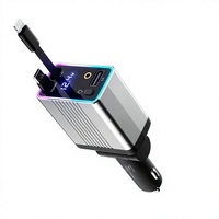 Pengisi Daya Mobil GaN Grosir Lintas Negara Super Cepat PD 120W Pengisian Daya Port USB-A/USB-C Kabel Ganda Dapat Ditarik Otomatis