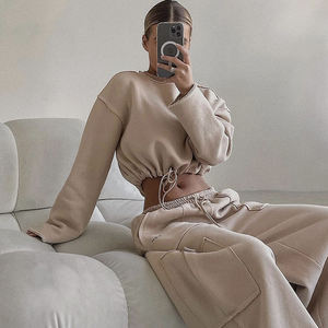 Survêtements personnalisés pour femmes Rhin Stone, ensembles de pantalons de survêtement et de sweats à capuche à manches longues délavés à l'acide/ - Product Image 4