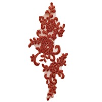 Applique en dentelle multicolore brodée de cordon et de sequins pour vêtements et robes
