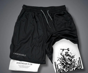 Shorts de plage noirs pour hommes, séchage rapide, respirants, en coton, anti-UV, écologiques, taille haute élastique, imprimé personnage anime, décontractés - Product Image 3