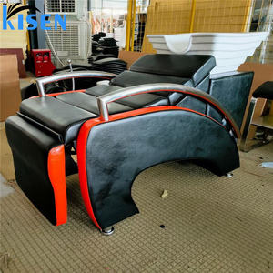 Kisen billig Großhandel Haarschnitt Salon Möbel Haar wäsche <span class=keywords><strong>Shampoo</strong></span> Bett Friseur Erwachsenen Stuhl rot schwarz Becken Schüssel mit manuellem Pedal - Product Image 5