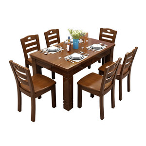 Juego de Mesa y Sillas de Comedor de Madera Sólida, Estilo Moderno y Minimalista, Rectangular, de 6 Piezas, Estilo Occidental, para Comedor - Product Image 4