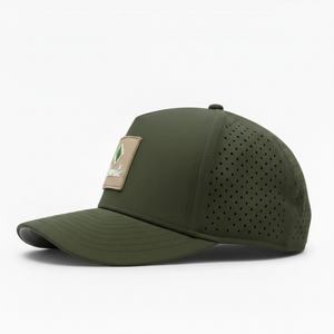 Casquette de baseball structurée à 5 panneaux en caoutchouc personnalisée OEM, imperméable, à séchage rapide, respirante, pour sports de plein air, avec fermeture à pression - Product Image 3