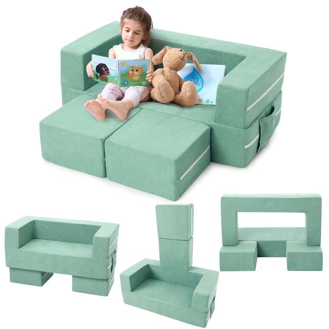 OEKO-TEX Certified Modern Design Memory Foam Sofa Foldable Kids Play Modular Couch for Bedroom & Living Room Use for Playrooms