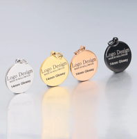 Perle de charme avec logo personnalisé, plaqué or 18 carats, bijoux minimalistes, pendentif de collier en acier inoxydable de 14 mm