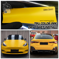 Film Pelindung Cat Mobil Warna Kuning Matte Competition TPU PPF Berwarna, Anti Gores, Mudah Dipasang Basah/Kering
