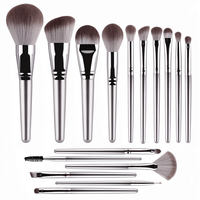 Ensemble de pinceaux de maquillage vegan de haute qualité, à poils doux, résistants à l'usure, avec manche ergonomique, nouveau, 14 pièces, portable