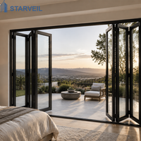Portes patio pliantes modernes en aluminium, portes pliantes en verre pour l'extérieur, pour chambre à coucher, villa