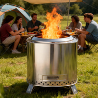 Brasero à bois sans fumée portable en acier inoxydable avec cendrier amovible, combustion secondaire, chauffage extérieur, barbecue, camping