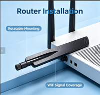 Antenne rotative mâle à polarisation verticale 2,4 GHz à gain élevé Aurora Yu AN2400-67 pour routeur, passerelle et appareils sans fil (montage sur trou)