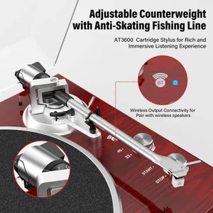 Tourne-disque à courroie pour disques vinyles avec connectivité <span class=keywords><strong>Bluetooth</strong></span>, sortie numérique USB, cartouche magnétique - Product Image 3