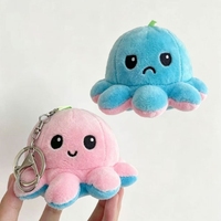 Mignon Pendentif Décoratif en Fourrure pour Sac à Dos, Breloque de Sac à Dos Pieuvre à Visage Transformable, Porte-clés de Couple, Accessoire Créatif pour Sac