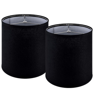 Abat-jour en tissu cylindrique noir, style asiatique, accessoire de lampe facile à installer - Product Image 1