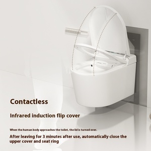Smart Electric Toilet Bathroom Tankeless Remote Automatic Flush Wall Mounted <strong>Bidet</strong> with Elongated Bowl <strong>Ceramic</strong> Foot Control - Product Image 3