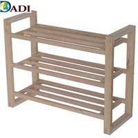 Étagère à chaussures à trois niveaux en bois naturel, best-seller, pour l'entrée de la maison et l'organisation multifonctionnelle