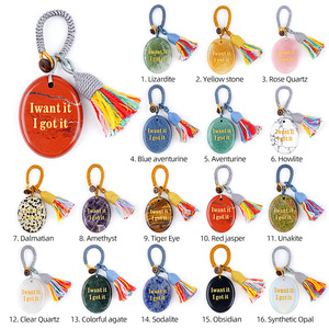 Porte-clés en pierre de palmier en agate naturelle avec citation <span class=keywords><strong>positive</strong></span> gravée, breloque de sac à pompon, pendentif de voiture pour la pleine conscience, cadeaux spirituels - Product Image 5
