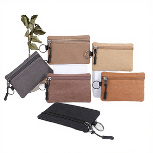 Durable Vintage Foldable Canvas Zipper Portable Cosmetic Bag Coin <b>Purse</b> Letter Pattern <b>Key</b> Card Storage Reusable Eco-Friendly - Product Image 3