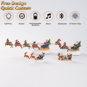 Meilleures ventes : Coffret de boîte à musique de Noël, <span class=keywords><strong>Village</strong></span> de Noël mignon avec traîneau du Père Noël, en résine peinte à la main, pour Thanksgiving, Nouvel An et les fêtes de fin d'année, décoration de table - Product Image 2