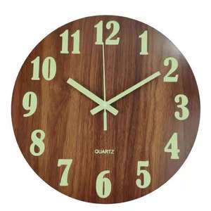 Wooden Luminous Wall <b>Clock</b> Watches Modern Night Light <b>Clock</b> Glow in Dark - Product Image 2